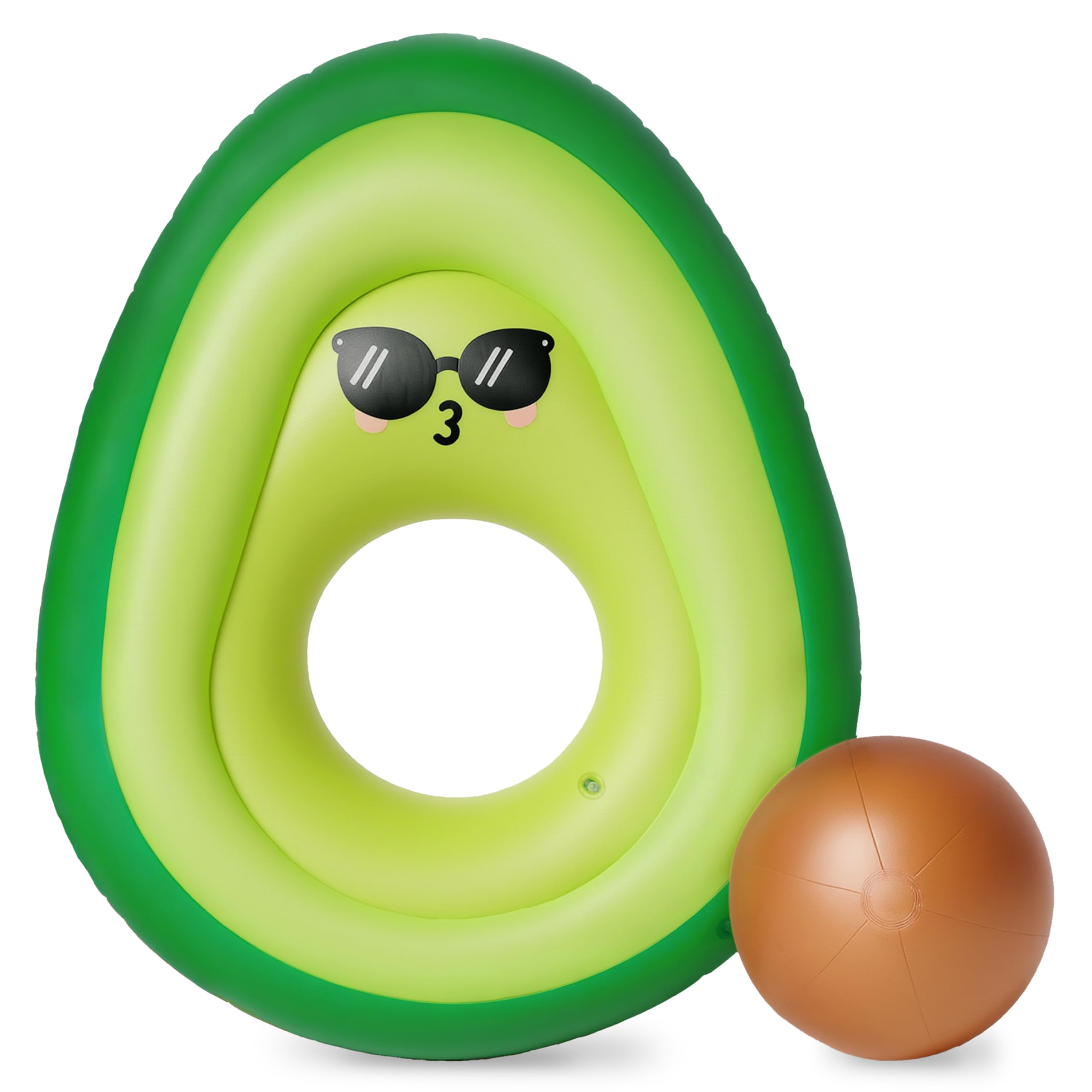 SYNCFUN 150cm Avocado Inflatable Pool Float Lounger - Swimming Tube Floating with Big Ball, Pool Inflatables for Kids Adults Pool Beach Party Toys