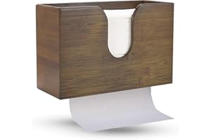 COZEE BAY Bamboo Paper Towel Dispenser, Paper Towel Holder for Kitchen Bathroom Toilet of Home and Commercial, Wall Mount or Countertop for Multifold, C Fold, Z fold, Trifold Hand Towels (Vintage Brown)