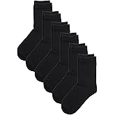 COTTON DAY Unisex Little Kids Youth Boys Girls Soft Cotton Crew Dress Socks Seamless Toe Black White Gray Navy 6 Pack