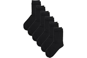 COTTON DAY Unisex Little Kids Youth Boys Girls Soft Cotton Crew Dress Socks Seamless Toe Black White Gray Navy 6 Pack