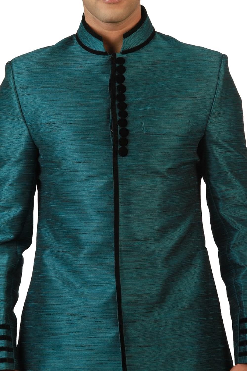 amora men's blended silk indo-western sherwani with churidar