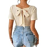 Chvity Women Sexy Backless Bow Tied Long Lantern Sleeve Pullover Sweaters Fall Winter Trendy Clothes