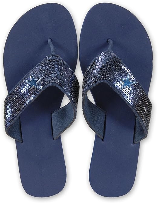 For Bare Feet Dallas Cowboys Women's Sequin Flip Flops