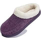 NewDenBer Women's Cozy Memory Foam Slippers Soft Fleece Lined Slip on Indoor Outdoor House Shoes