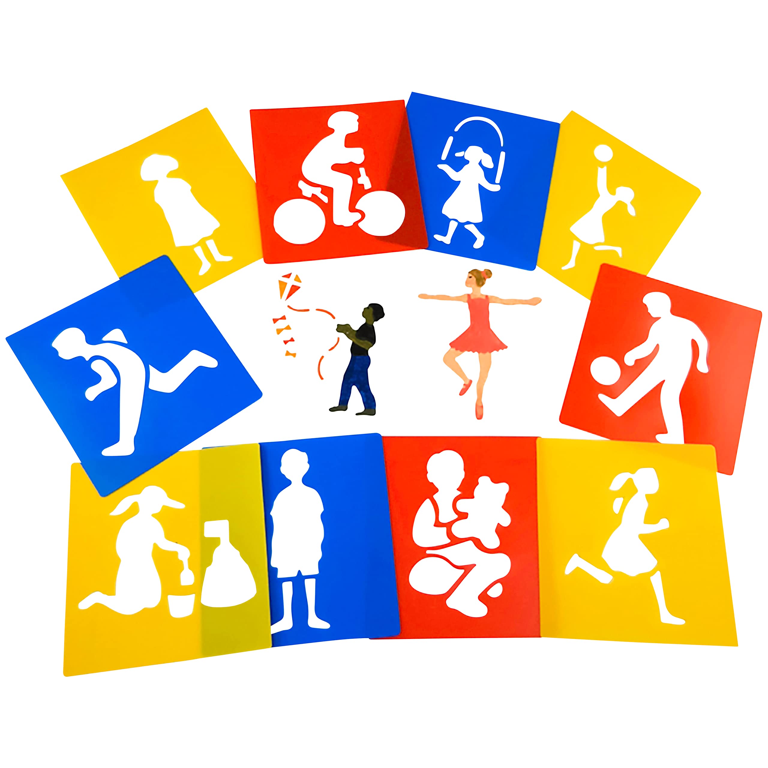 Washable Plastic Giant Stencils | Activity Pack of 12 Stencils