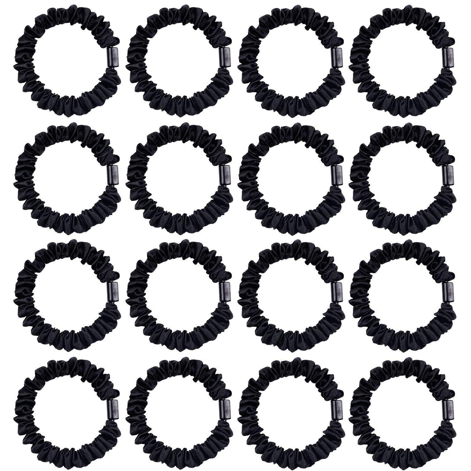 16 Pieces Of Satin Hair Ropes, Elastic Hair Ropes, Fashionable And Simple Hair Accessories, Hair Accessories, Women'S Hair Accessories (Black)