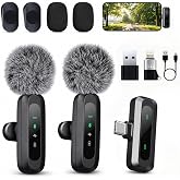 Wireless Mini Microphone for iPhone 15/16/17 Android, USB C Lavalier Mic | Wireless Lavalier Microphone with Noise Reduction, USB C Lapel Mic for Video Recording, Vlog, TikTok, YouTube