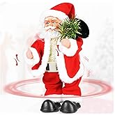 SdeNow Hip Shaking Santa Claus Animated Musical Christmas Toy, Booty Shaking Walking Dancing Santa with Spanish Song Singing Santa Funny Electric Xmas Decoration for Kids