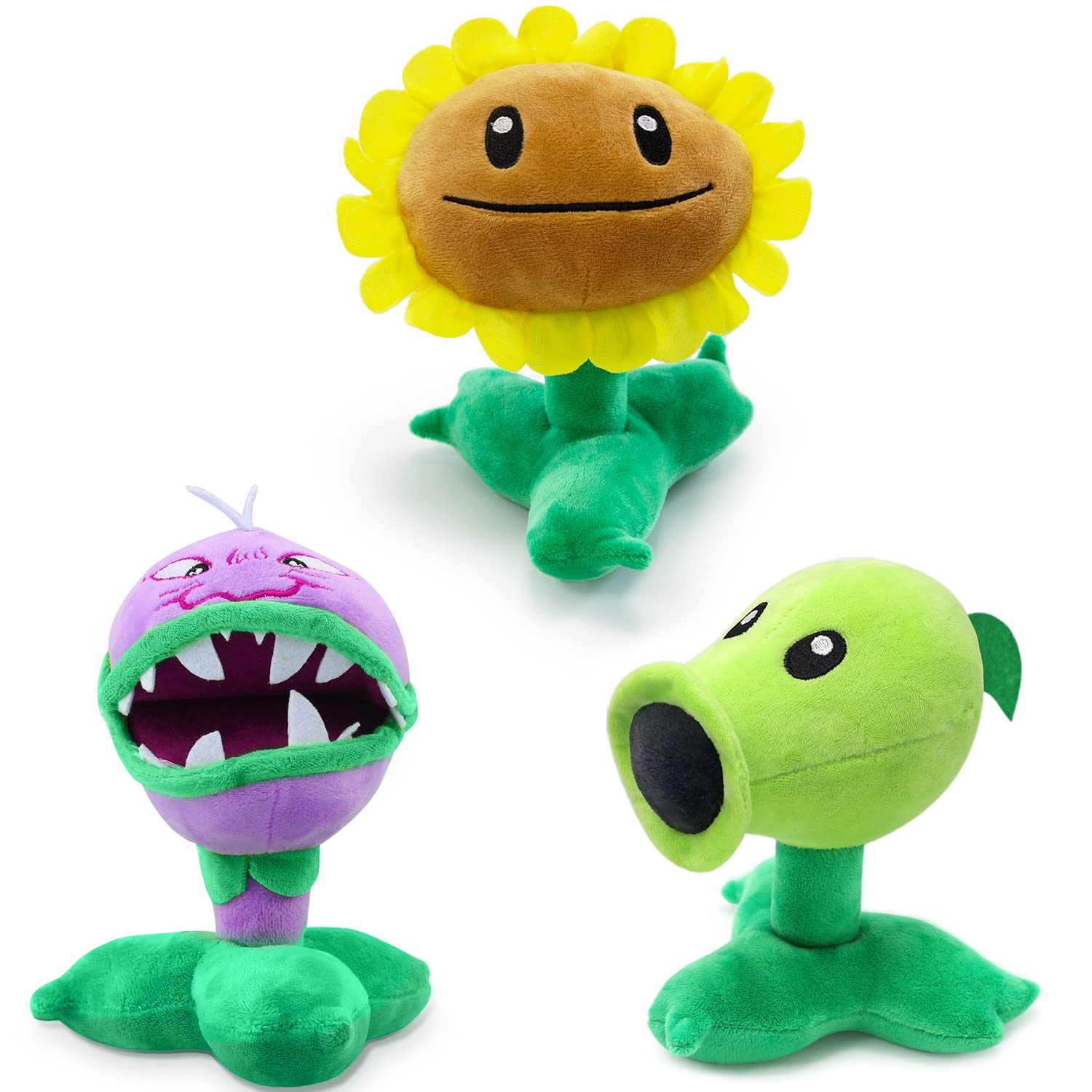 Photo 1 of Maikerry 3 Pieces Plants and Zombies vs Plush Toy, 8'' Tall PVZ Stuffed Figure Doll for Children, Great Gifts for Kids and Fans