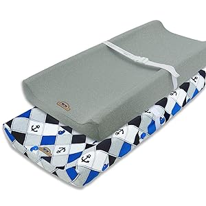 Super Soft and Stretchy Changing Pad Cover 2pk by BlueSnail (Navy Anchor)