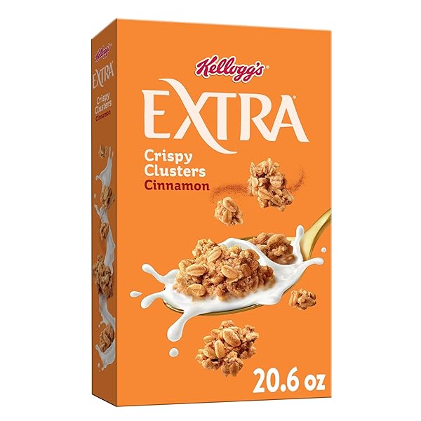 KELLOGG’S EXTRA GRANOLA CEREAL, FIBER CEREAL, FAMILY BREAKFAST, CINNAMON, 20.6OZ BOX (1 BOX)