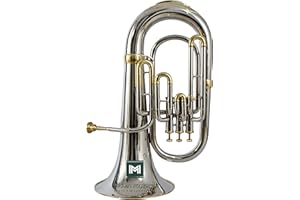 M.J Euphonium 3 Valve Nickel Brass Bb Pitch for Beginner, Student and Professionals with Deluxe Hard Carry Case,and Mouthpiec