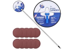 Drywall Pole Sander Assemblable, 170cm Extension Sanding Pole with 10 Replaceable Sanding Sheets, 360° Rotatable Durable Hand