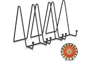 Livelab Plate Stands for Display, 3 Pack 6 Inch Picture Stand Black Iron Easel Decorative Plate Holder Display Stand, Metal Photo Frame Stand for Pictures, Decorative Dish, Book, Tabletop Art