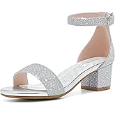 LAURMOSA Girls High Heels Sandal for Girls Open Toe Ankle Buckle Strap Dress Shoes for Little Big Kids in Wedding Party Block Chunky Pump Sandals