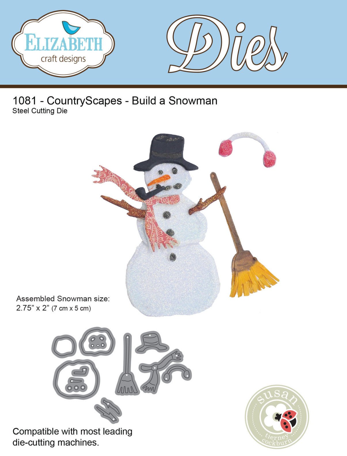 Elizabeth Craft Designs Elizabeth Craft Metal Die Country Scapes Build A Snowman, Acrylic, Multicolour, 21.33x13.71x0.25 cm