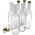 nicebottles Wine Bottles with Corks, Clear, 750ml - Pack of 6