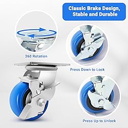 W B D WEIBIDA 4 Inch Heavy Duty Casters, Smooth
