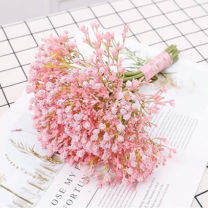 Zunbo 16 Heads Fleurs Artificielles Bouquet De Gypsophila Decoratives Pour Mariage Anniversaire Anniversaire Ou Cadeaux Pour Fiancee Femme Composition Florale A Inserer Dans Le Vase 1 Piece Amazon Fr Cuisine Maison
