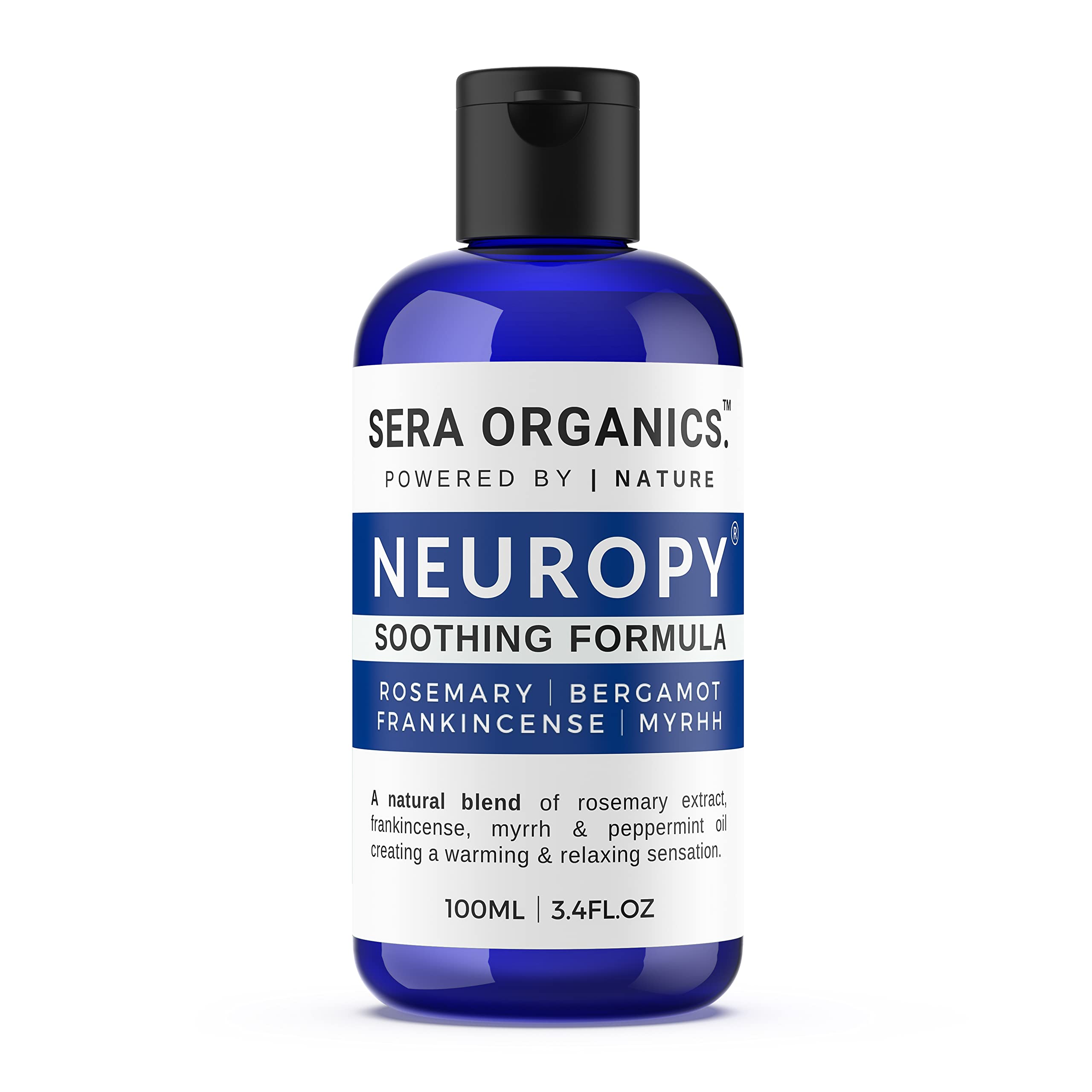 Neuropathy Nerve Soothing Oil for Feet, Hands, and Legs – Soothing Blend with Frankincense, Myrrh, Peppermint, and Rosemary Essential Oils (100ml) – All-Natural, Made in the UK | Sera Organics