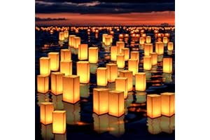 FuHigh 10Pack Wooden Floating Paper Lanterns with Candle Lights,DIY Letters Tangled Lanterns Decorative Outdoor Candle Lantern for Wedding,Pool,Birthday Party,Whishing (10 Lanterns with Candles)