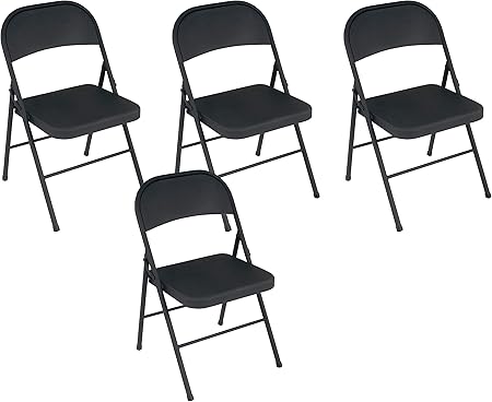 Amazon Com Cosco All Steel Folding Chair Black 4 Pack