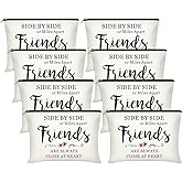 Xuniea 8 Pieces Friendship Gift Friend Makeup Bags Friendship Cosmetic Bags Portable Cosmetic Pouch Toiletry for Women Valentine Gift Makeup Travel Retirement Birthday Anniversary(Warm Pattern)
