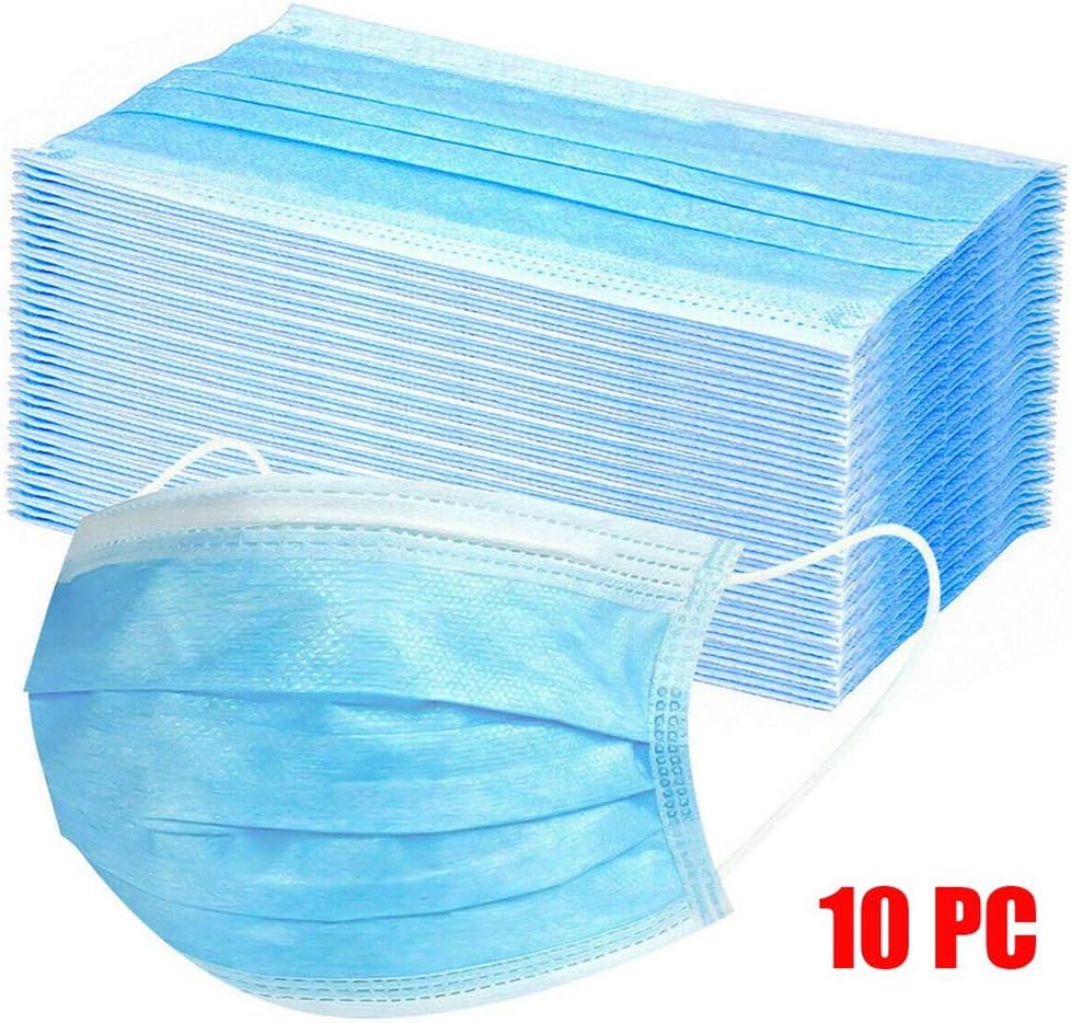 Anti Dust 3 ply Face Masks,10/20/50/100/200 Pcs Breathable Face Masks Elastic Earloop Dust Mask Mouth Cover Safety Mask Protection from Dust, Pollen, Pet Dander, Other Airborne Irritants (10pcs)