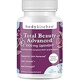 Body Kitchen Total Beauty Advanced, Contains Elastin, Keratin, Biotin and Hyaluronic Acid, Supports Hair Growth, Skin Renewal, Nail Strength, Veggie Caps, 90 Count