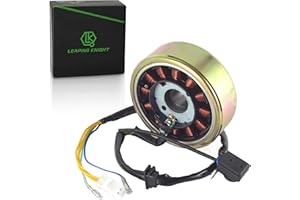 LK LEAPING KNIGHT Magneto Stator with Flywheel Rotor Kit 12 Coil 5 Wire Copper DC Stators for GY6 50cc 125cc 150cc 4 Stroke Moped Scooter ATV Quad Go Kart Scooter (GY6 12 Coils DC Stator Flywheel Rotor Kit)