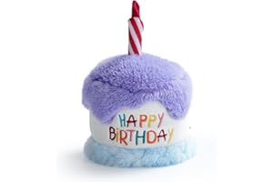Fuzzwoof Dog Happy Birthday Cake Toy with Crinkle, Stuffed Plush Puppy Present for Birthday Party, Dog Toy for Small Medium