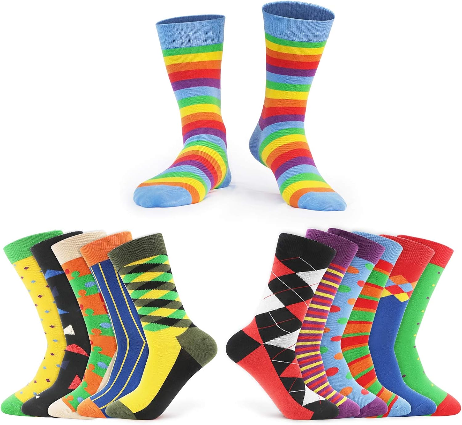 Fun Dress Socks, 12 Packs Cosics Men's Funny Novelty