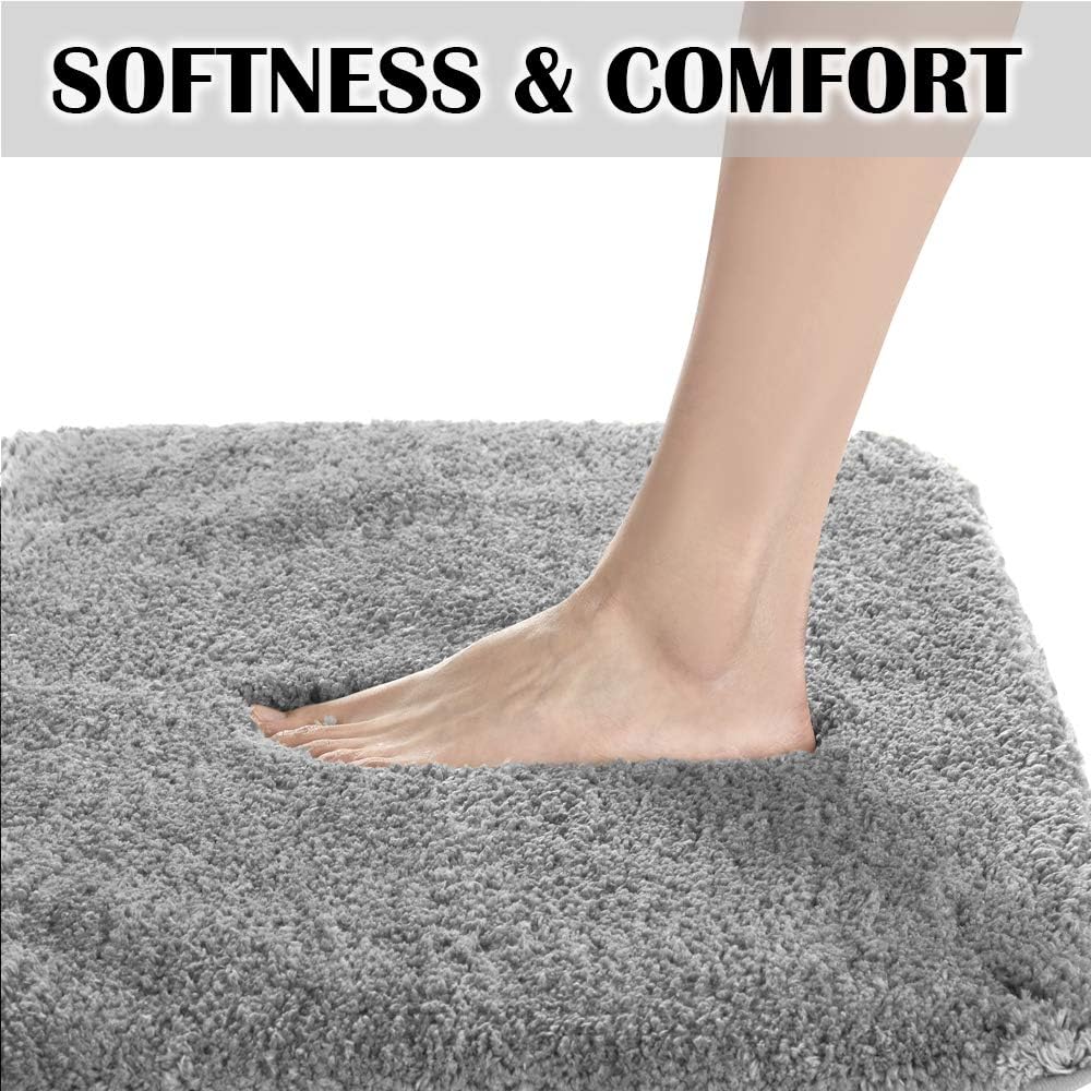 Suchtale Bathroom Rug Non Slip Bath Mat for Bathroom (16 x 24, Grey) Water Absorbent Soft Microfiber Shaggy Bathroom Mat Machine Washable Bath Rug for Bathroom Thick Plush Rugs for Shower: Kitchen & Dining