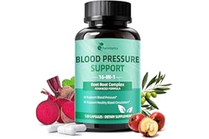 Femmetra 16-in-1 Blood Pressure Supplements with 500mg Beetroot Powder - Nitric Oxide Supplement for Healthy Blood Circulation & Blood Pressure Support - 120 Vegan Capsules
