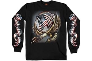 Hot Leathers Hoop Eagle Men's Long Sleeve (BLACK Large)