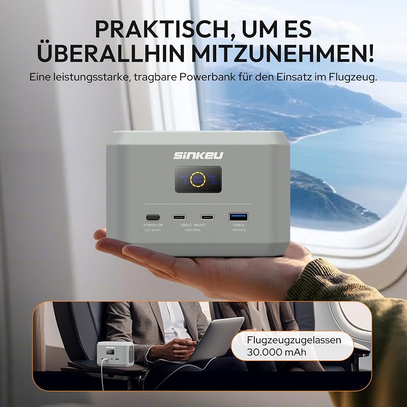 Tragbare Powerstation,96 Wh LiFePO4-Akku,USB-C 100W EIN-/Ausgang