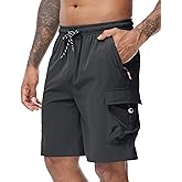 Men's Cargo Hiking Shorts Elastic Waistband Stretch Short Shorts for Men no Lined with 5 Pockets