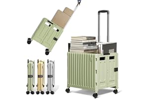 Heavy Duty Rolling Cart for Stairs：Collapsible Utility Crate with Wheels & Handle Foldable Tote Box for Toolbox Trade Show Supplies Teachers TODAYGO Mobile Storage Cart with Lid