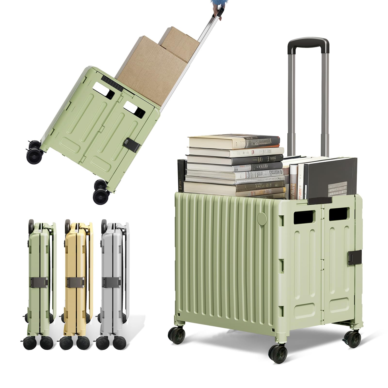 Photo 1 of Heavy Duty Rolling Cart for Stairs?Collapsible Utility Crate with Wheels & Handle Foldable Tote Box for Toolbox Trade Show Supplies Teachers TODAYGO Mobile Storage Cart with Lid