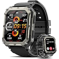 Rgthuhu Military Smart Watches for Men (Answer/Make Call), 100M Waterproof Rugged Smart Watch for Android Phones and iPhone,
