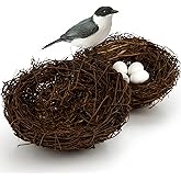 Sukh 2PCS Handmade Rattan Bird Nests - Artificial Bird Nests Easter Decorations,Rattan Bird Nest Decorations for Easter,Garde