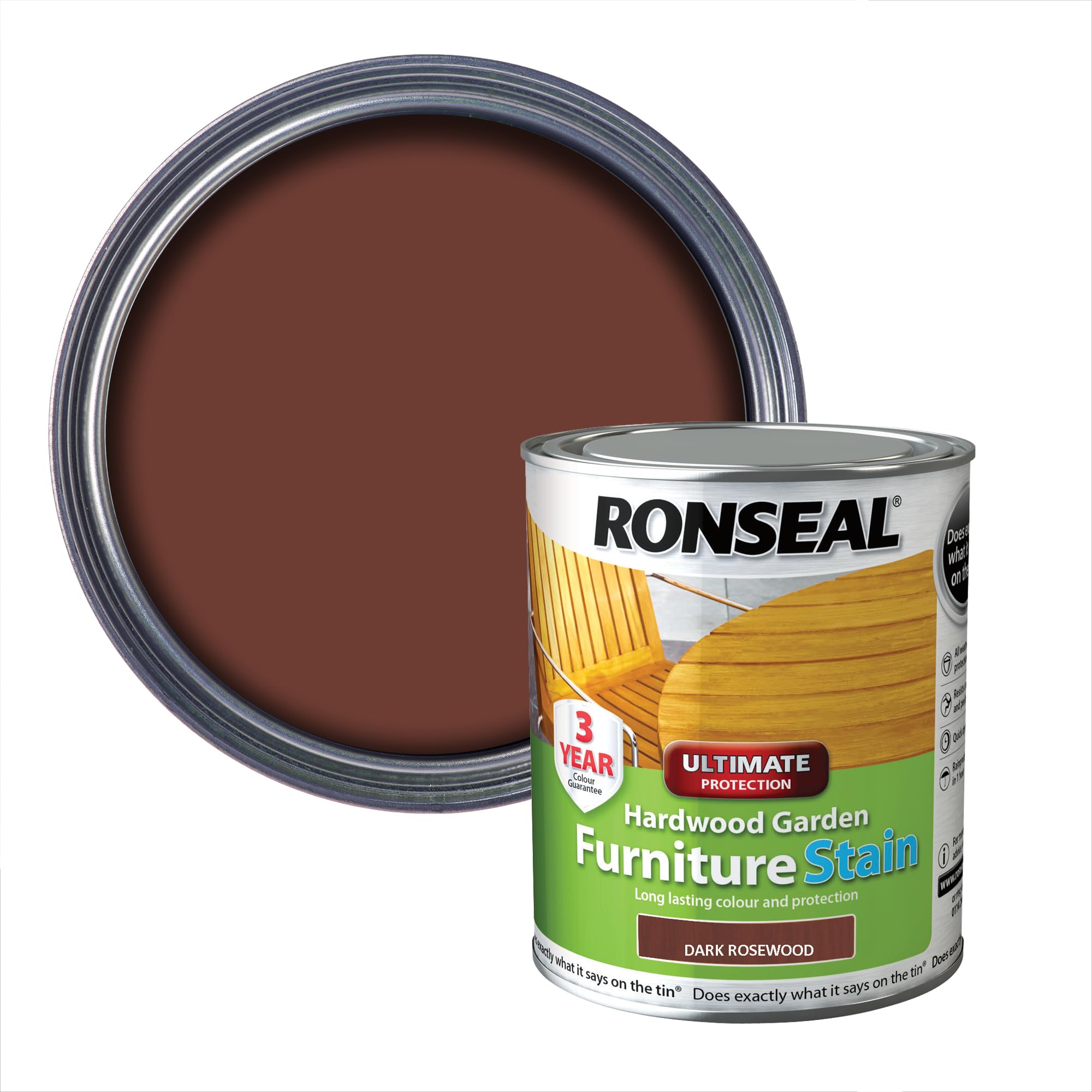 Ronseal HWFSRW750 Hardwood FurnIture Stain Rosewood 750ml