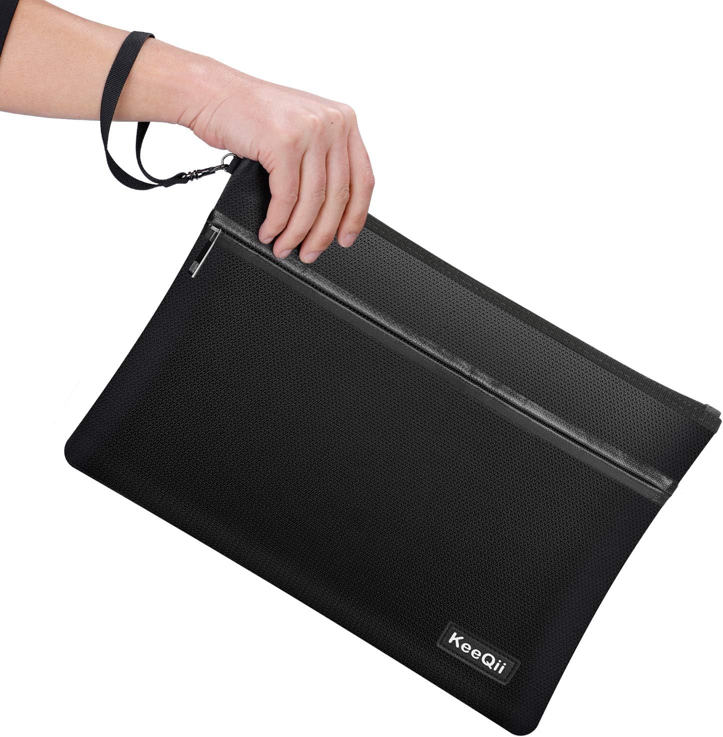 KeeQii Fireproof Money Bag, Two Pockets Waterproof and Fireproof Document Bags, Fireproof Safe Storage Pouch for Documents, Money and Cash (2 pack） - - 