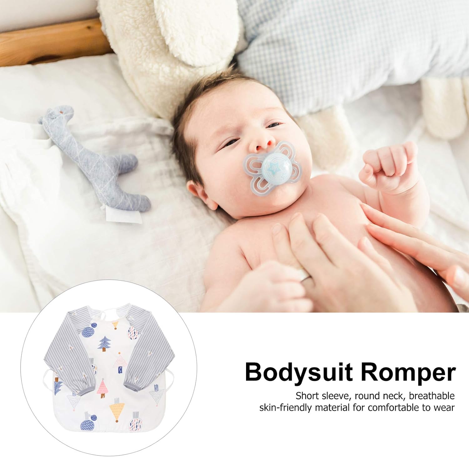 Baby Sleeved Bib Waterproof Baby Feeding Smock Cartoon Toddler Bib Aprons for Kids Feeding Painting Christmas Craft Party Supplies Blue - Image 4