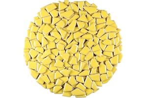 Verz Tile Ceramic Mosaic Tiles for Crafts & Art Projects 200 Grams Vibrant Colors Pieces Fit Together Like a Puzzle Endless Creative Ideas for Mosaic Art DIY Hobbies Small Sizes (Yellow)