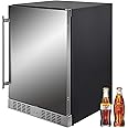 VEVOR 24'' Built-in Beverage Cooler 5.5 cu.ft. Small Reversible Door Refrigerator 142 Can Beer Fridge for Home Bar Office Com