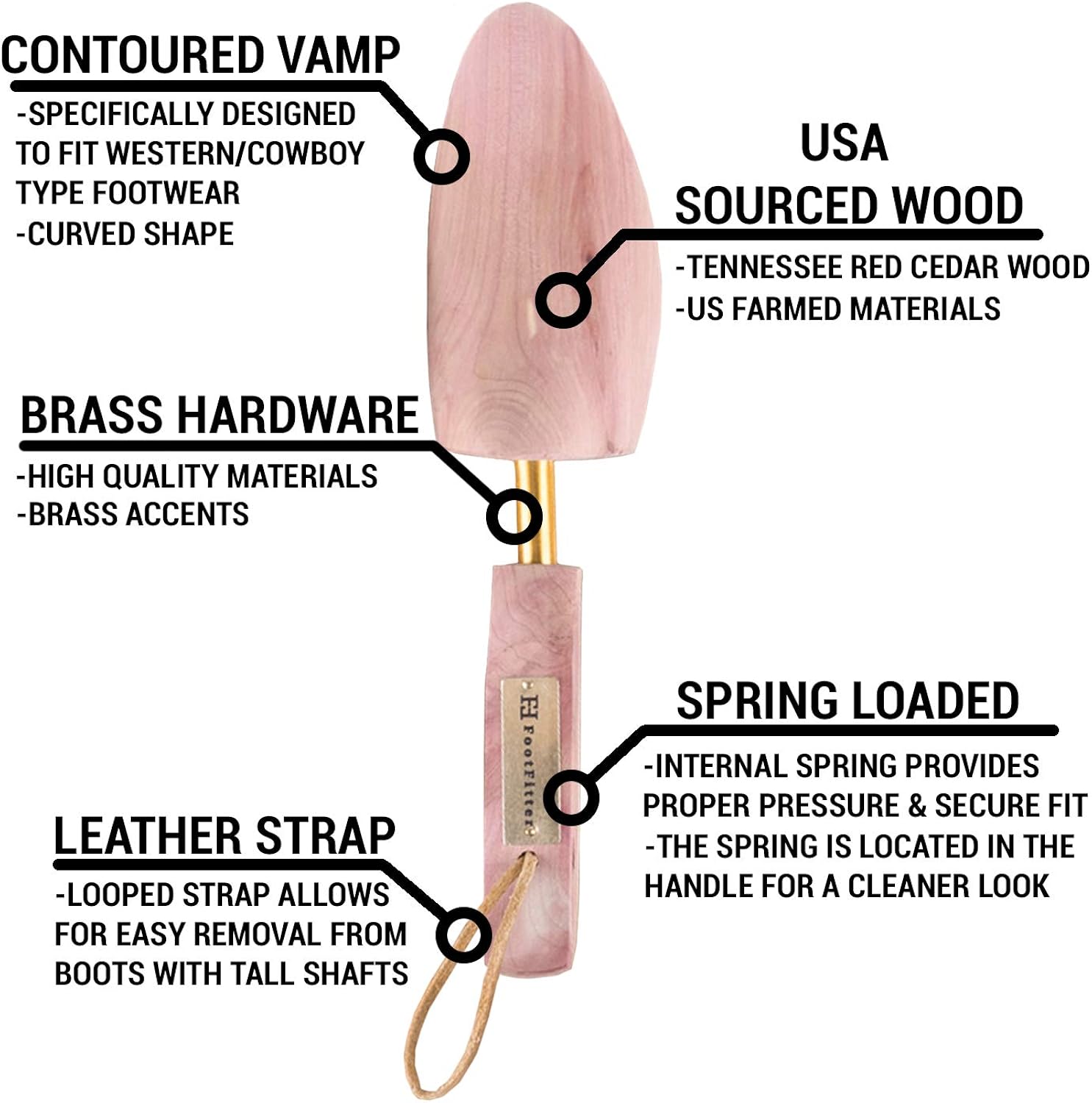 FootFitter Western Cedar Boot Tree - Best Shoe Trees for Western Cowboy Style Boots with USA Wood - CW12: Shoes