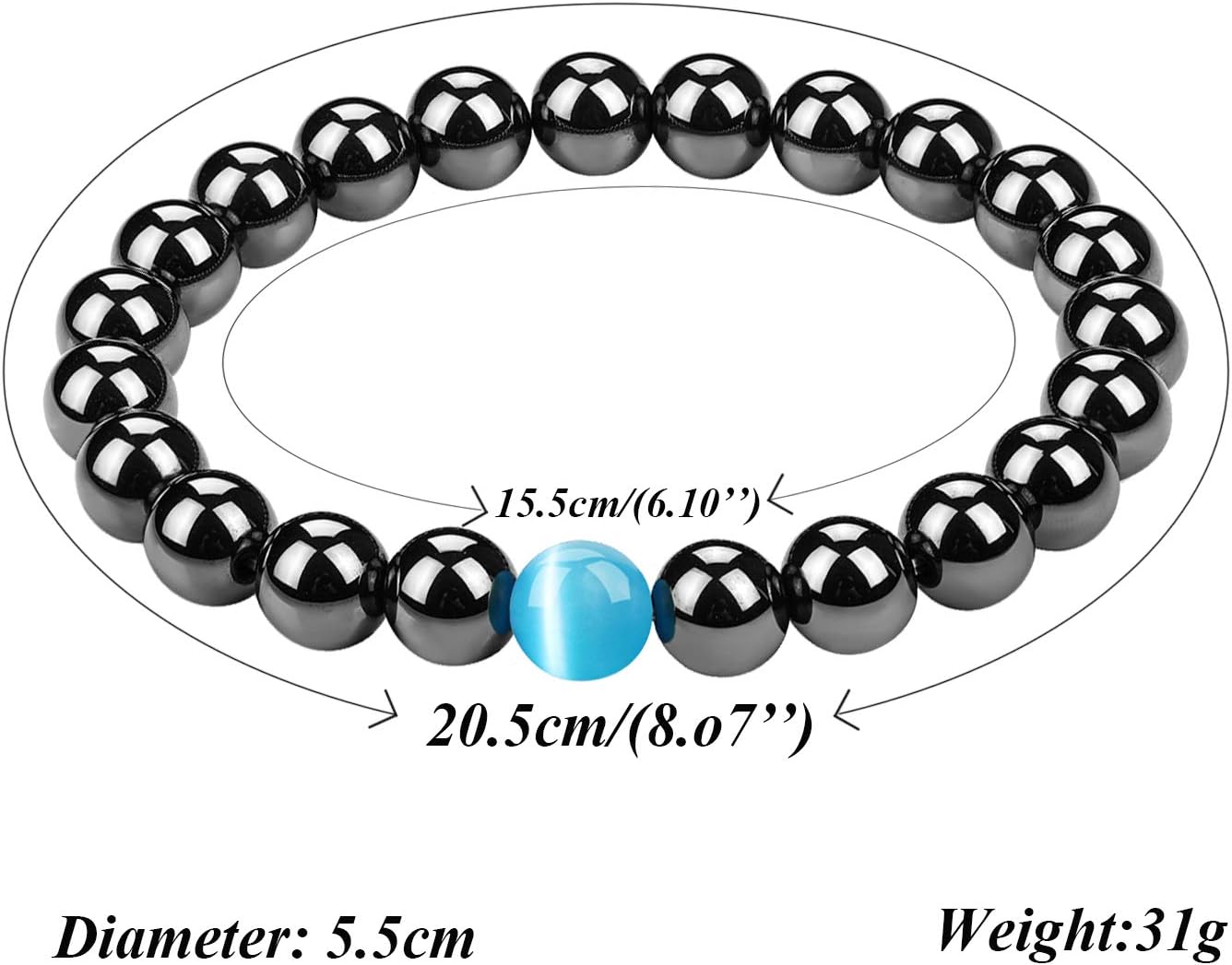 Jeracol Magnetic Bracelet for Women Men Class A Magnetic Hematite Bracelet Strong Elastic Magnetic Bracelet - Image 3