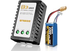 MVMOD 3S LiPo Battery with Charger Kit, 2200mAh 11.1V 35C Lipo Battery with XT60 Connector for RC Airplane RC Quadcopter Helicopter Drone FPV, with 2S-3S Battery Balancer Charger