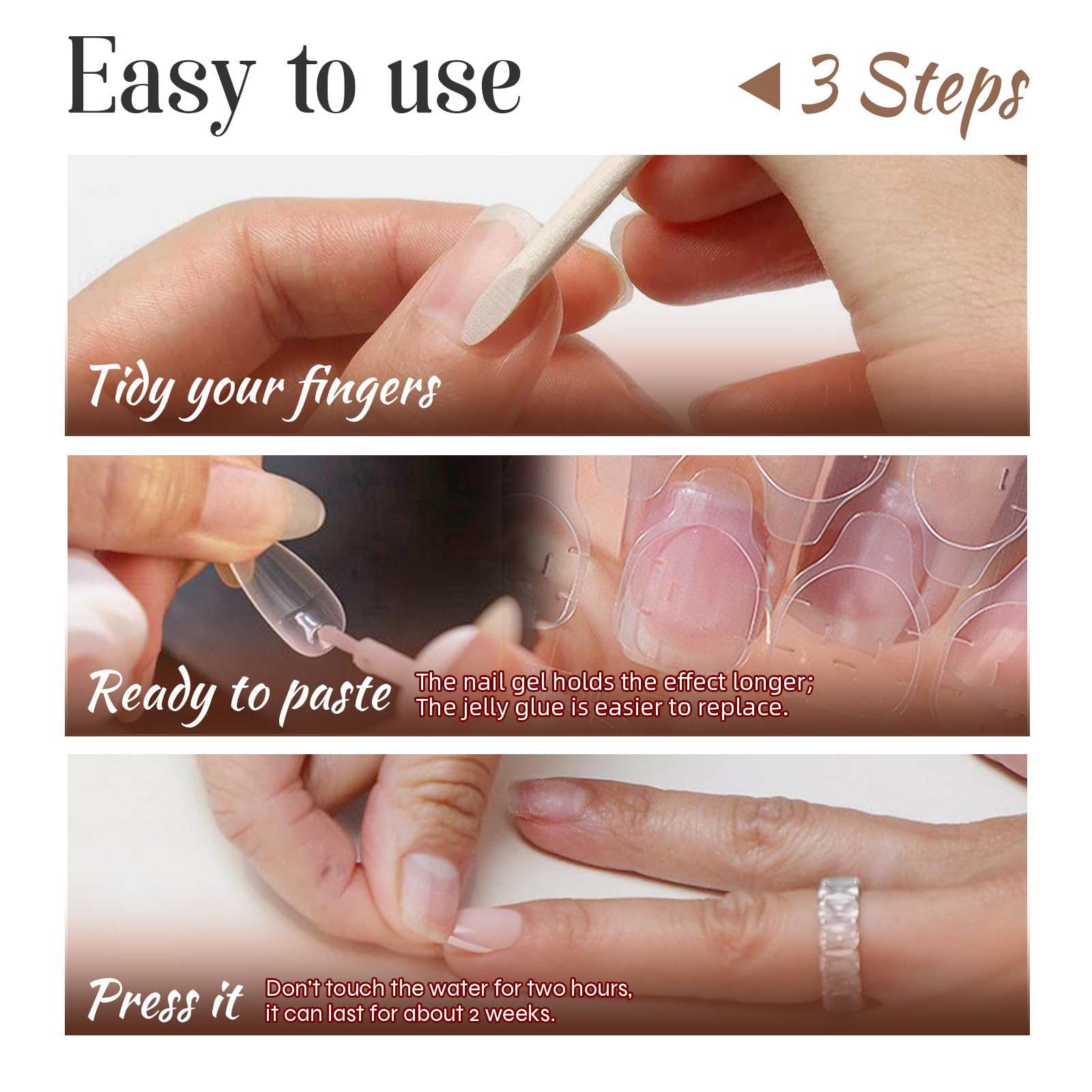 24 PCS Press on Nails Medium Square Nails Relief Mixed Color Flowers Spring Summer Design French Tip Fake Nails Classic Glue Nails Full Cover Gel French False Nails for Artificial Women DIY Manicure - Image 6